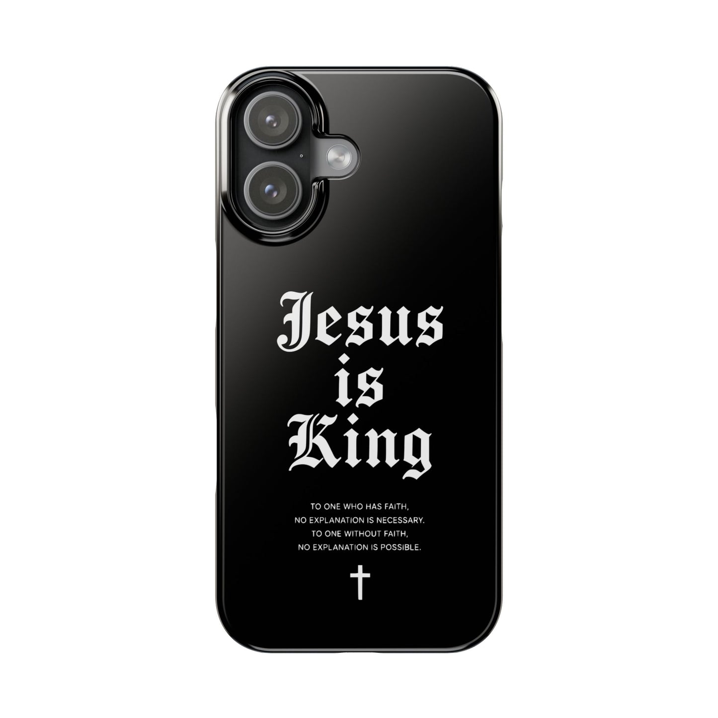 Jesus Is King Slim Phone Case — Gothic Cross Christian iPhone Cover