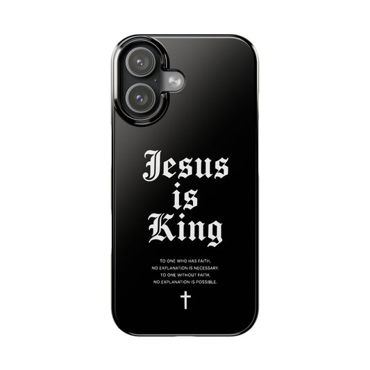 Jesus Is King Slim Phone Case — Gothic Cross Christian iPhone Cover
